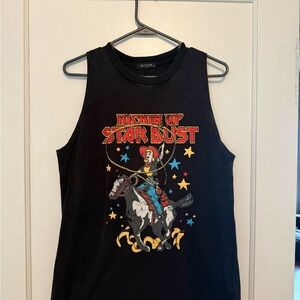 Juniors Boutique Zutter Black 'Kickin Up Star Dust' Graphic Tank Top Large
